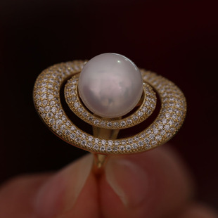 DIY珍珠配件S925纯银微镶气质优雅戒指托指环调节戒托空托配饰品