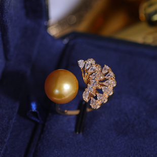 DIY珍珠配件S925纯银双层璀璨闪亮豪华戒指托指环戒托空托配饰品