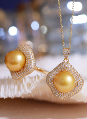 s925纯银精工二件套装戒指托吊坠