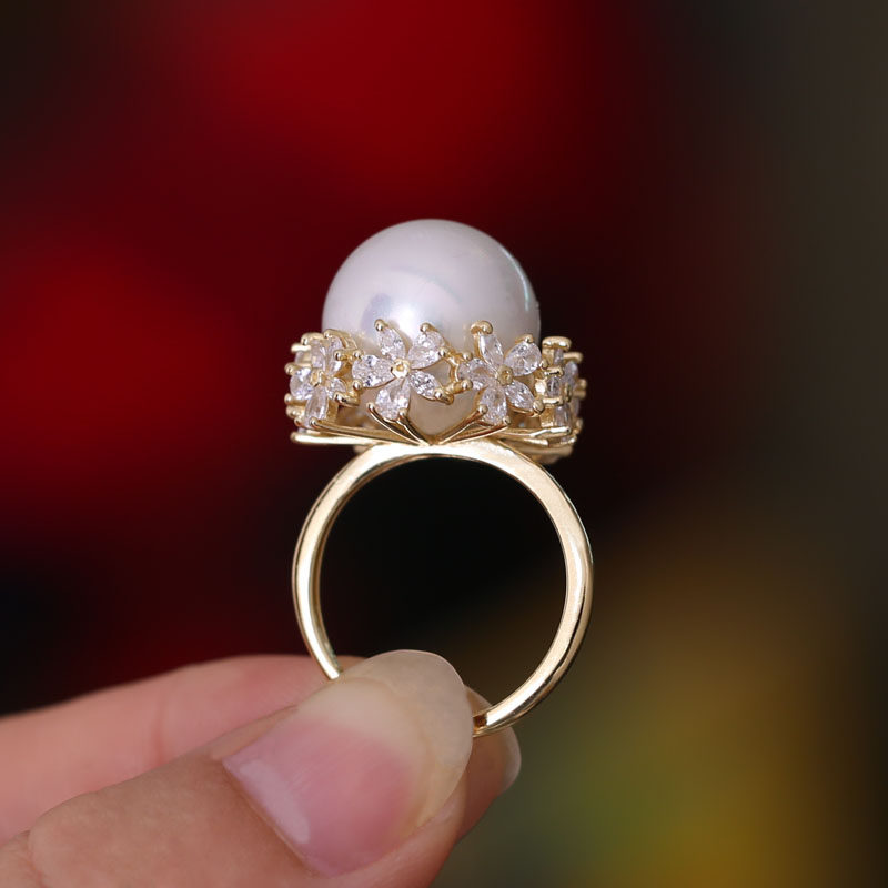 s925纯银精工小花朵遮瑕戒指托