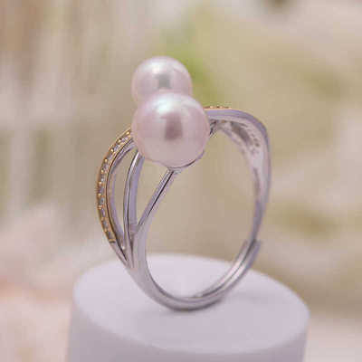 日韩时尚分色戒指托S925纯银轻奢