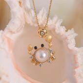 DIY配件s925纯银k金工艺精致时尚 螃蟹吊坠项链坠项坠空托配7 9mm