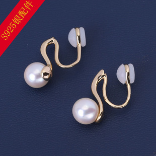 DIY珍珠配件s925纯银硅胶无洞经典高跟鞋耳夹耳饰耳环空托配饰品