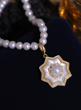 s925纯银精工豪华海贝项链坠配件