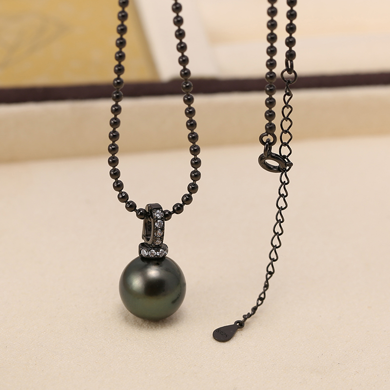 s925纯银枪黑毛衣链项链拆卸套链