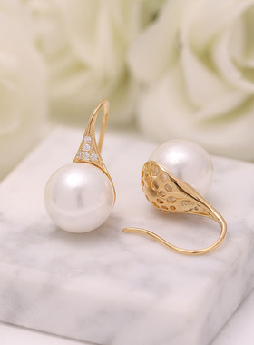 DIY珍珠配件s925纯银经典高跟鞋豪华气质耳钩耳环耳饰配12-14mm