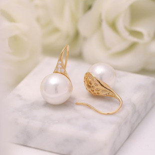 DIY珍珠配件s925纯银经典高跟鞋豪华气质耳钩耳环耳饰配12-14mm