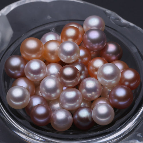 诸暨山下湖淡水珍珠正圆散珠裸珠颗粒珠半成品半孔DIY手工定制