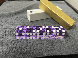 高档纯直角精准亚克力骰子19mm赌场桌游花旗骰透明紫(一条5粒)