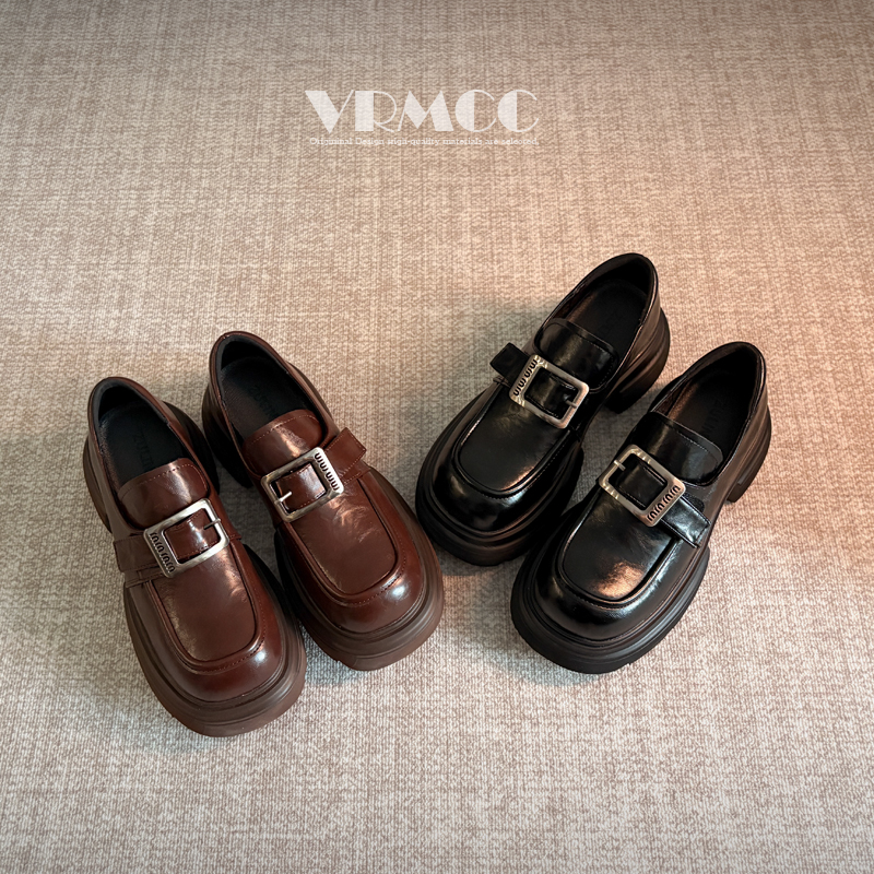 6cm增高厚底百搭小皮鞋乐福鞋