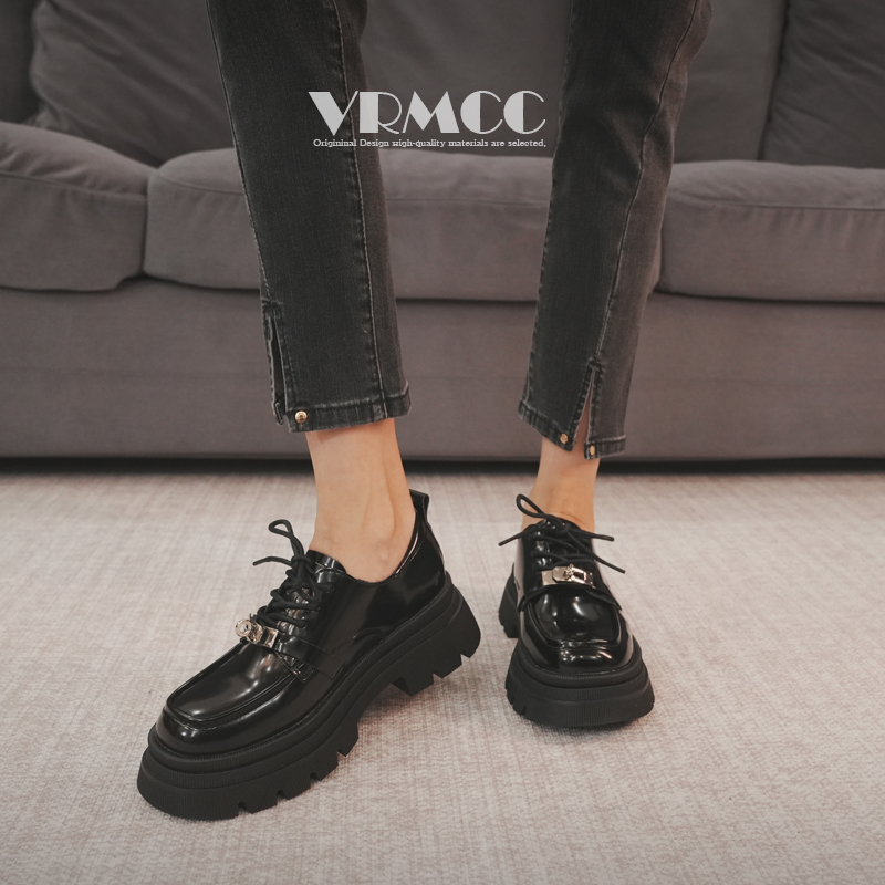 6cm增高厚底真皮百搭小皮鞋