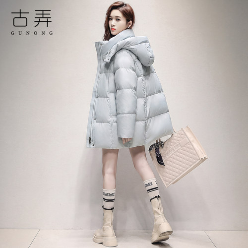 2026冬新款方块绗缝纯色连帽百搭显瘦宽松云朵泡芙羽绒服女面包服