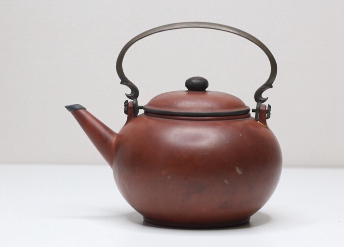 清代紫砂壶 朱泥水平壶 实物拍茶壶