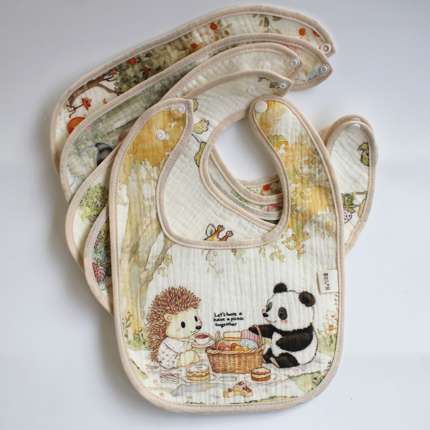 U型按扣婴儿围嘴数码印花纯棉纱布防水宝宝口水巾纯棉防水围兜,婴童用品,口水巾,淘宝优惠券,粉丝福利购,淘宝优惠卷