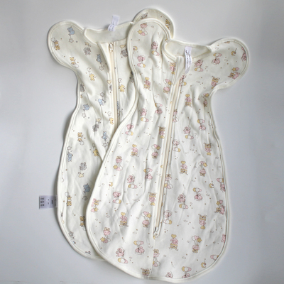 出口款春夏新生儿投降式襁褓婴儿睡袋针织棉双拉链蜡烛包巾