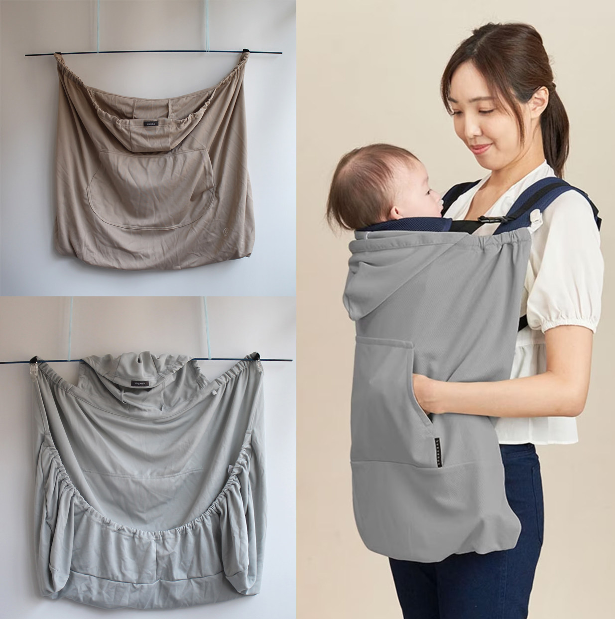 出口日本夏透气薄速干宝宝披风抱袋儿童推车罩防晒罩背带斗篷W145