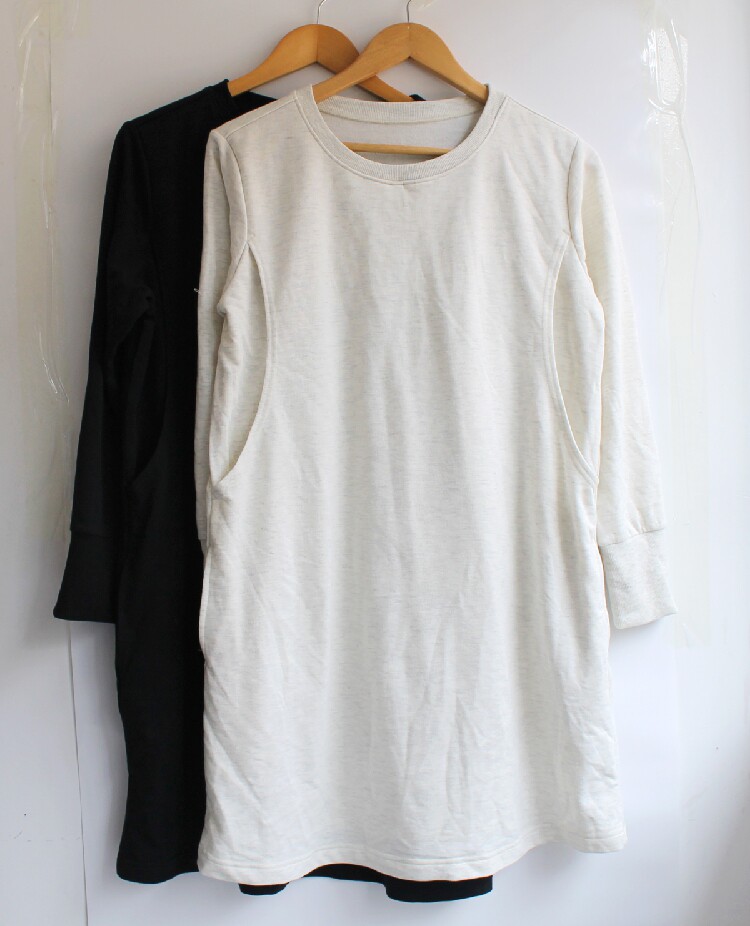 일본 수출 임산부 테리 스웨트 셔츠 중간 길이 출산 수유 스웨트 스커트 C521