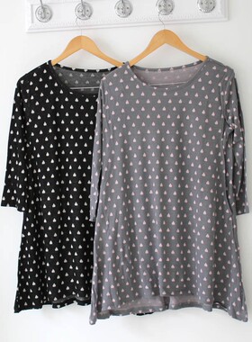 出口日本孕妇家居服上衣 哺乳家居裙 孕产两用睡裙9分袖 E422