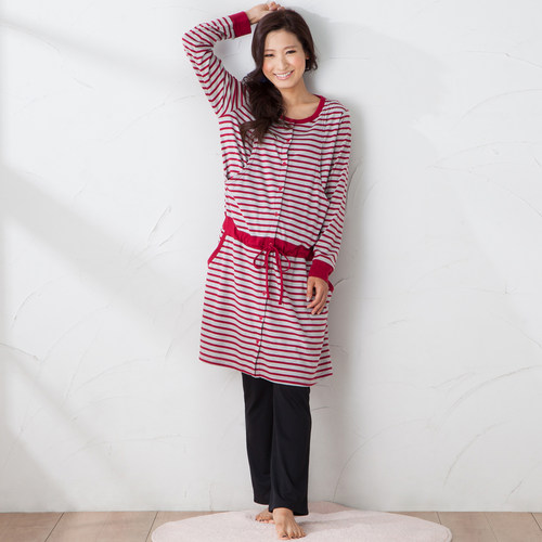 残次特价出口日式春秋长袖孕妇家居袍哺乳衣月子服套装W449