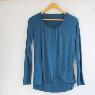 侧开假两件哺乳长袖T恤圆领哺乳打底衣喂奶打底T恤W129