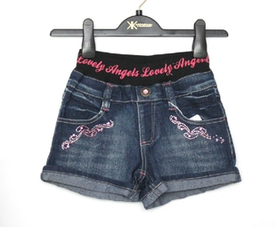 特 清仓出口日式女童牛仔短裤 镶钻中大童热裤女童春夏款短裤B119