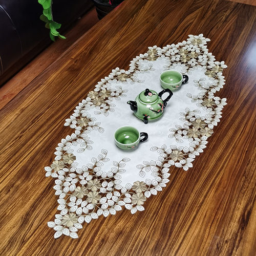 中式国潮布艺绣花茶几桌旗