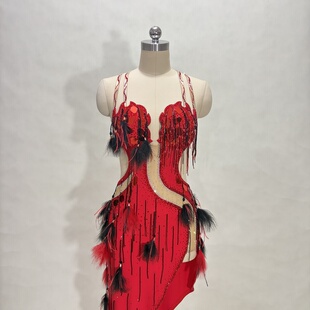 安娜老师红色撞色肚皮舞鼓舞演出服表演服定制定做沙漠之舞演出