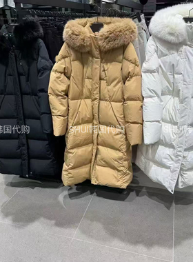SHUI韩国代购D折扣女长款毛领鹅绒羽绒服外套SP422SDJO4 /SDJO7