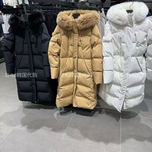 SHUI韩国代购D折扣女长款毛领鹅绒羽绒服外套SP422SDJO4 /SDJO7