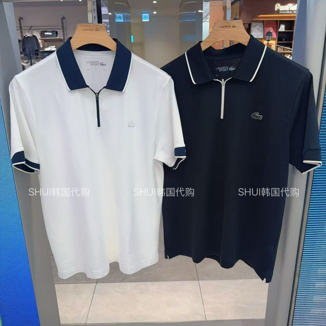 SHUI韩国直邮鳄鱼26新款休闲男款半拉链POLO短袖T恤DH419E-56G