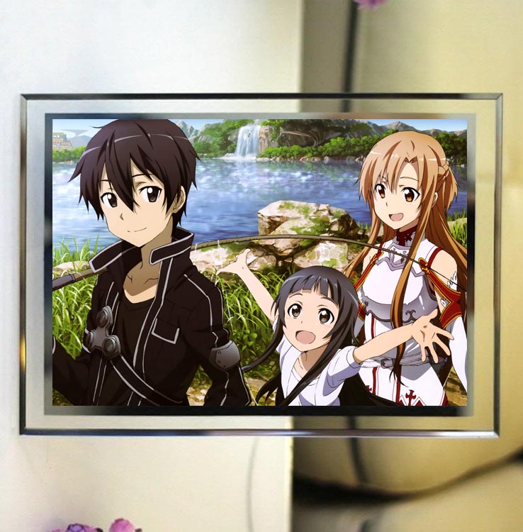 刀剑神域/亚丝娜/桐人/结衣水晶相框玻璃摆台照片定制动漫周边