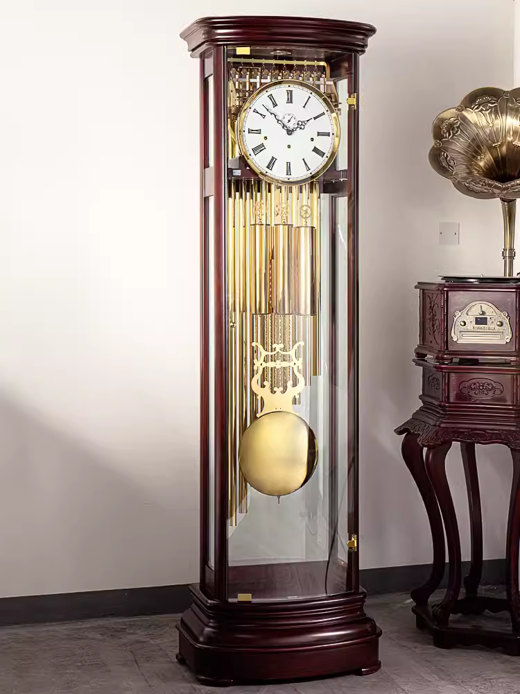 德国赫姆勒肯宁家透视欧式落地钟客厅现代简约高端机芯机械落地钟