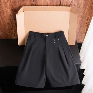 冰丝西装五分裤夏季新款胖mm超大码显瘦阔腿短裤宽松休闲中裤子