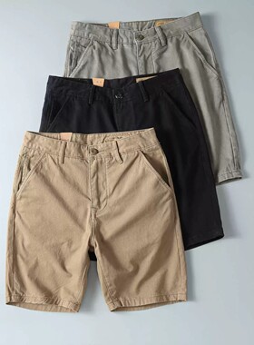 夏季男士休闲短裤潮复古修身工装复古三分裤百搭外穿3分中裤