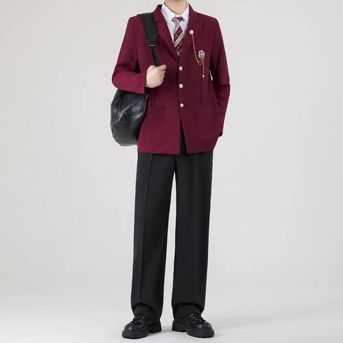 今治图南馆原创日系学院风JK西装制服外套校供感西服红色开衫百搭