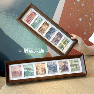 六行人民币相框金相框画框祖国的大河山桌面摆件家居摆台木框镜框
