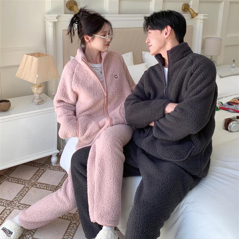 睡衣情侣装一男一女秋冬加厚