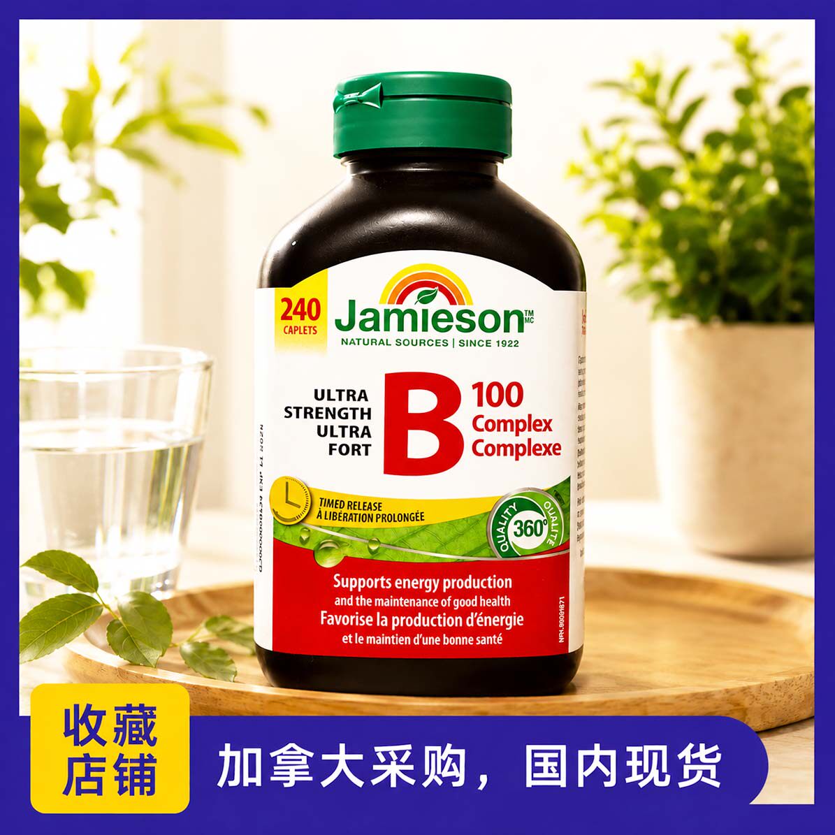现货加拿大Jamieson健美生男女B100复合维生素240粒长效缓释片