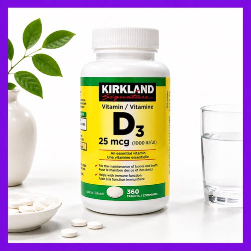 现货加拿大kirkland科克兰维生素D3维他命D3片VD3一瓶装360粒/瓶