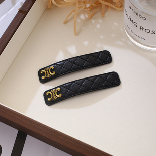 复古长方形皮革凯旋门夹子发夹2026新款高级感bb边夹刘海夹一字夹