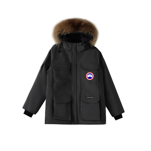 大鹅羽绒服加厚工装派克服中长款经典石墨灰派克服男女同款外套潮