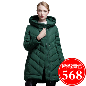 欧货新款大码连帽宽松加厚中年妈妈装羽绒服女中长款冬季外套