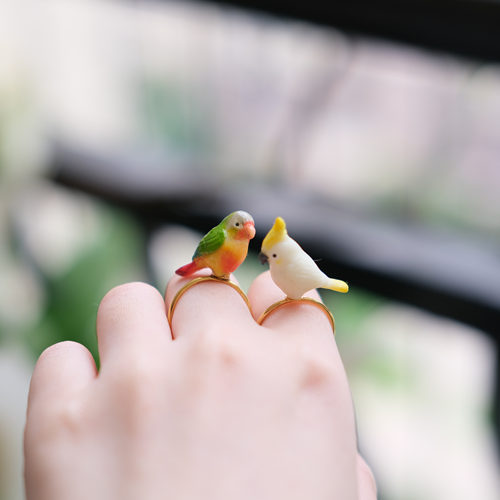 个性简约手工捏制鹦鹉造型戒指