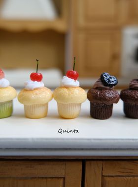 Quinta手作 樱桃杯子奶油蛋糕925银耳钩耳坠趣味可爱仿真食物耳夹