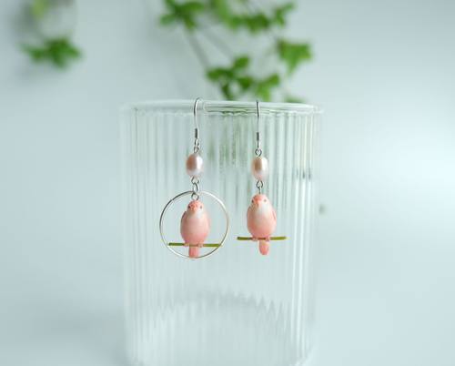 手作风水蜜桃动物银耳环新品