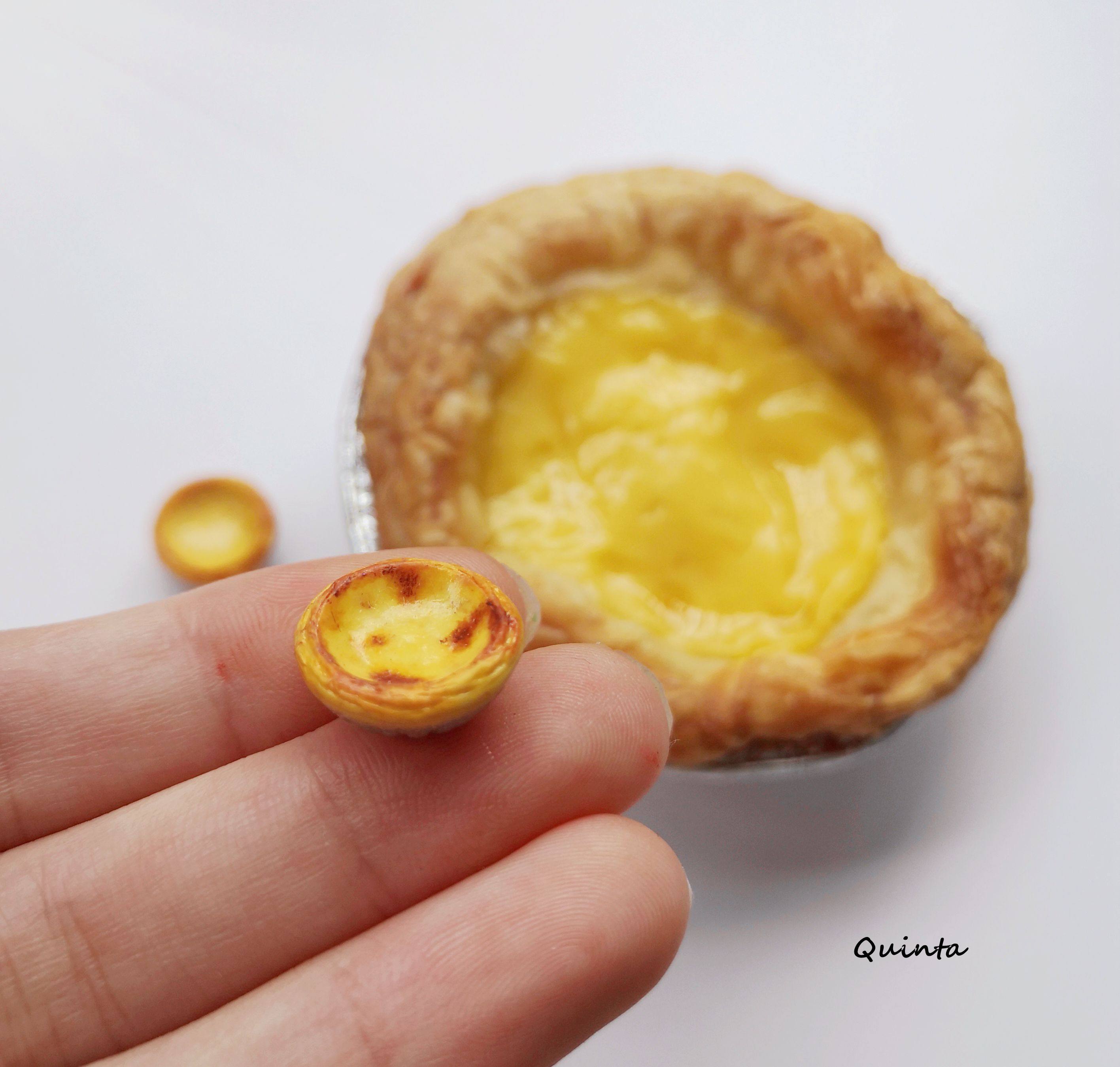 Quinta手作原味蛋挞葡式蛋挞925银耳环仿真可爱点心食物耳夹