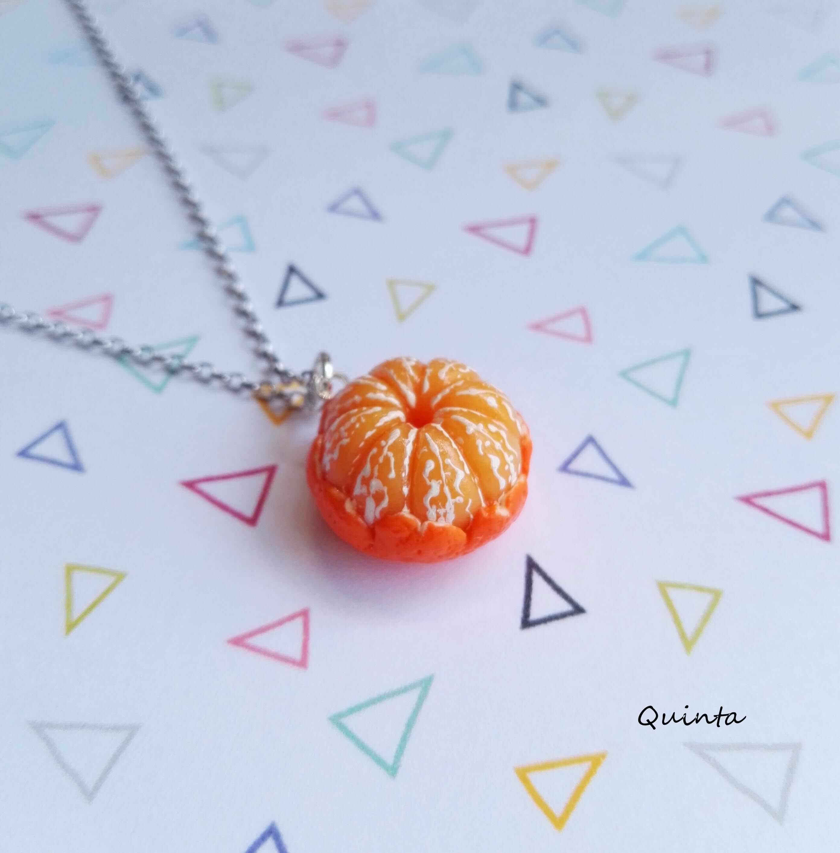 quinta原创手工剥皮桔子橘子项链925银链创意个性原创设计包邮