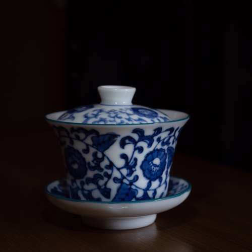 枫溪青花三才功夫茶具