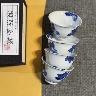 白菜百财杯高温原矿彩釉下彩青花功夫茶品茗杯若深珍藏潮州枫溪窑
