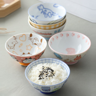 可爱碗 美浓烧日本进口陶瓷儿童卡通饭碗面碗汤碗小碗日式